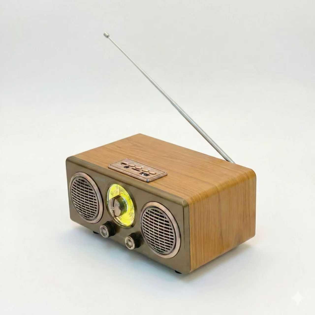 Retro Classic Portable Radio Speaker, AM/FM/SW Multi-Band, Bluetooth 5.3 Wireless, USB/MicroSD/AUX Playback, Dual 10W Stereo Output, Rechargeable Battery, Vintage Desktop Speaker