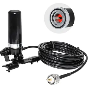 Ham Mobile Radio Antenna Dual Band VHF UHF 136-174/400-470 MHZ with Lip Mount Fixed Bracket W/ PL259 Male to SO239 Female Extension 16.5ft RG58 Pure Copper Coaxial