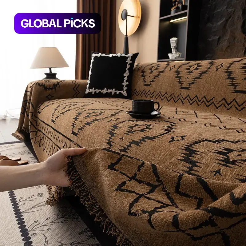 Moroccan Style Chenille Sofa Blanket, Chic Moroccan Pattern, Easy to Clean, Durable & Anti-Scratch, Suitable for Home & Pet Owners, All-Season Use, Washable Sofa Slipcover #GLOBAL PICKS