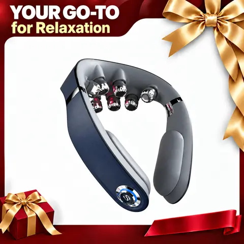 SKG PowerFold Foldable Neck Massager - Deep Tissue Muscle Massager, 9D Electric Shiatsu, 4 Levels of Heat, 270g Lightweight Portable, Pain Relief for Adults, Christmas Gift