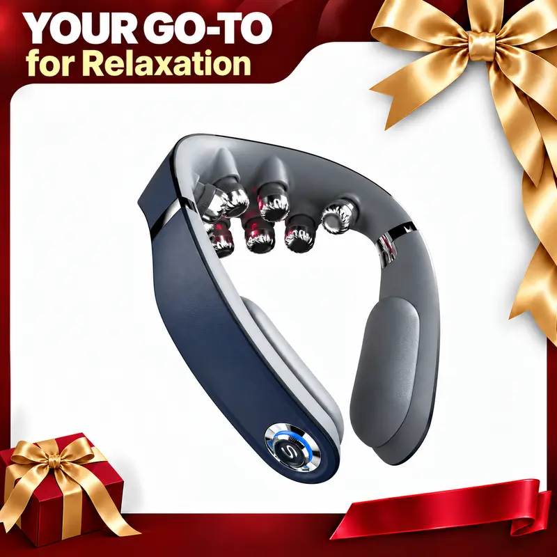 SKG PowerFold Foldable Neck Massager - Deep Tissue Muscle Massager, 9D Electric Shiatsu, 4 Levels of Heat, 270g Lightweight Portable, Pain Relief for Adults, Christmas Gift
