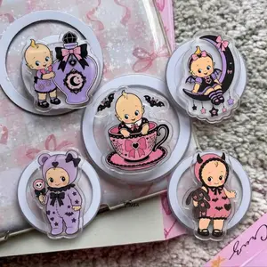 Vintage Pastel Goth Kewpie Doll MagSafe Phone Grip, Spooky Witchy Magic Potion Griptok, Cute Crescent Moon Baby Phone Stand, Whimsical Bat Teacup Accessory, Gothic Girly Gift