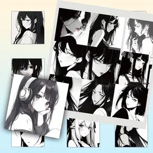 54pcs Black and White Cartoon Beauty Series Stickers, Decal Sticker, Suitable for Faith-based Designs Such As Scrapbooks, Diaries, Laptops, Water Bottles, Cars, Etc., As Gifts with Positive Information, Sticker Custom