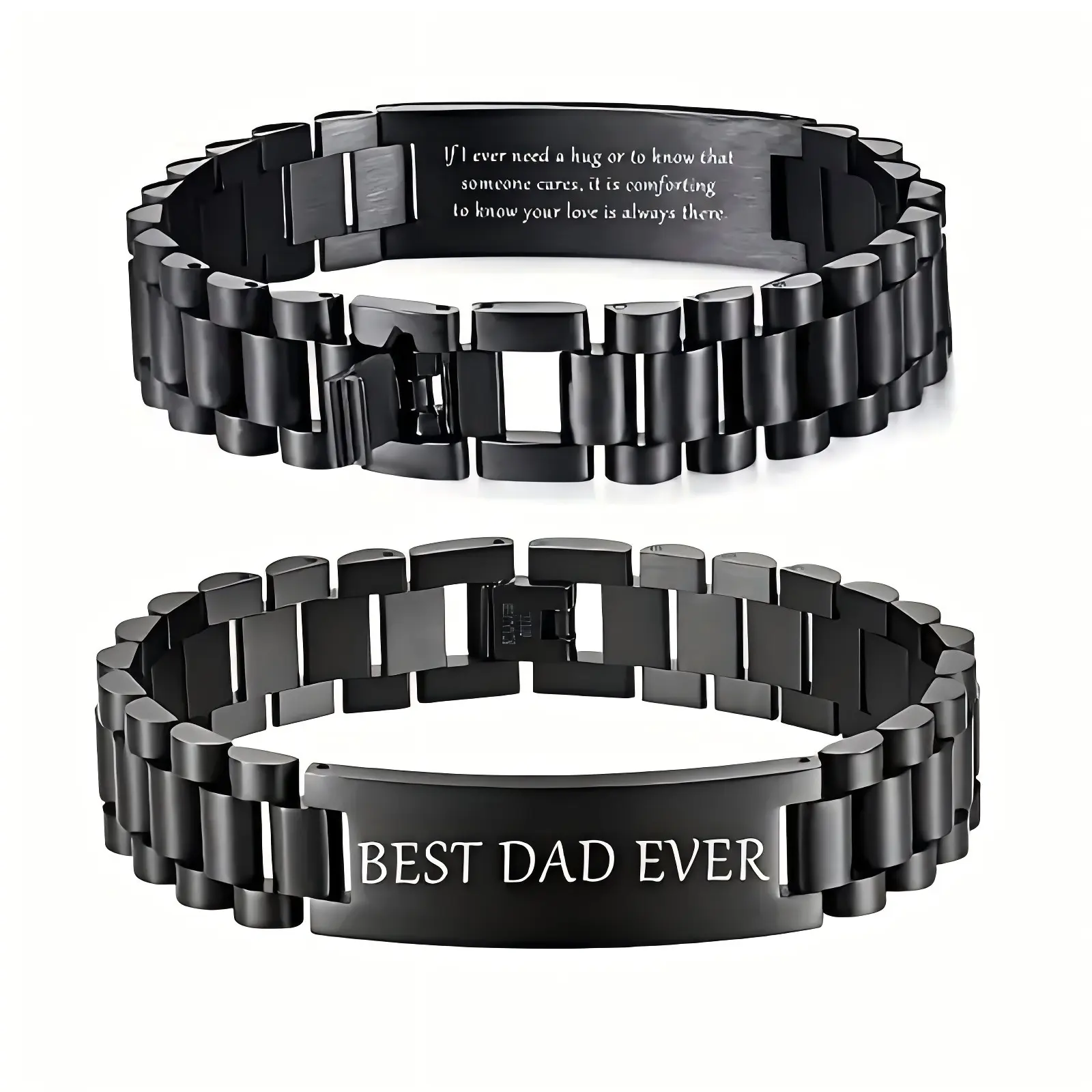 MagEnergy Mens Watch Band ,StainlessSteel  Link Bracelets for Men, Engraved "BEST DAD EVER",Jewelry Gift For Dad with Adjustable Sizing Tool as Father's Day Gift