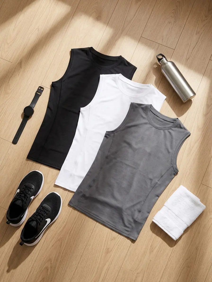 YOWODA Men's 3-Pack Compression Sleeveless Crew Neck Tank Tops - Polyester-Elastane Blend, Moisture-Wicking, Quick-Dry, Breathable, Versatile Activewear for Gym, Weight Training, Soccer, Football, Versatility