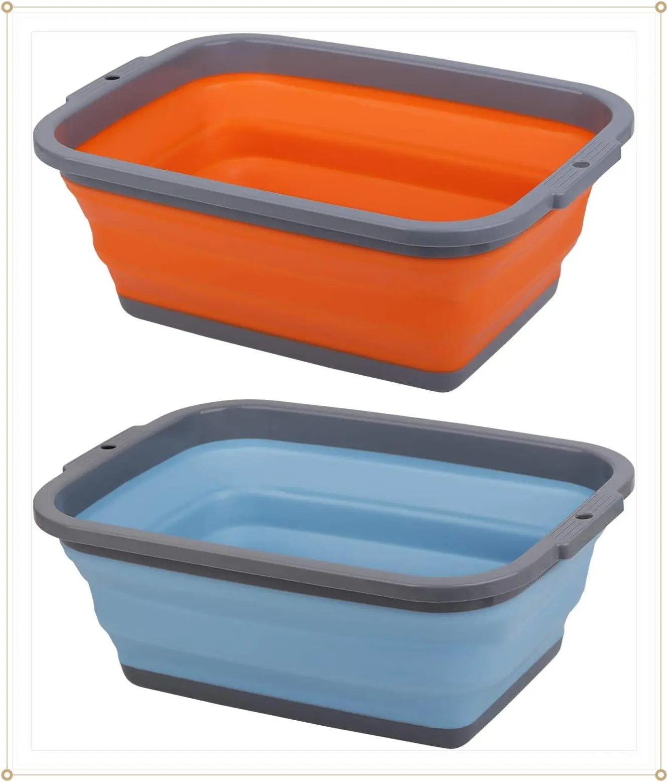 2 Pack Collapsible Sink with 2.25 Gal / 8.5L Each, Foldable Dish Tub for Washing Dishes, Camping, Hiking and Home, Portable Washing BasinGift