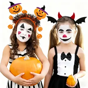 Halloween  Accessories Set   Girls Orange Fuzzy Headband Spooky Finger Bow Clip Mouse Ears Style Large Intestine  Ring Pumpkin Hairbands  Masks  Costume Cosplay   Decorations Linen Fabric Hair with Women's Multipurpose and for Party Glitter