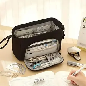 Triangle Pencil Box, Large Capacity Zipper Pencil Bag, Stationery Storage Bag, School Supplies, Office Stationery, New Condition