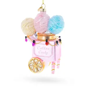 Cotton Candy Cart Blown Glass Christmas Ornament