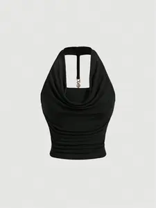 Women's Solid Color Hooded Tank Top, Casual Sleeveless Top for Summer, Ladies Clothes for Daily Wear, Womenswear