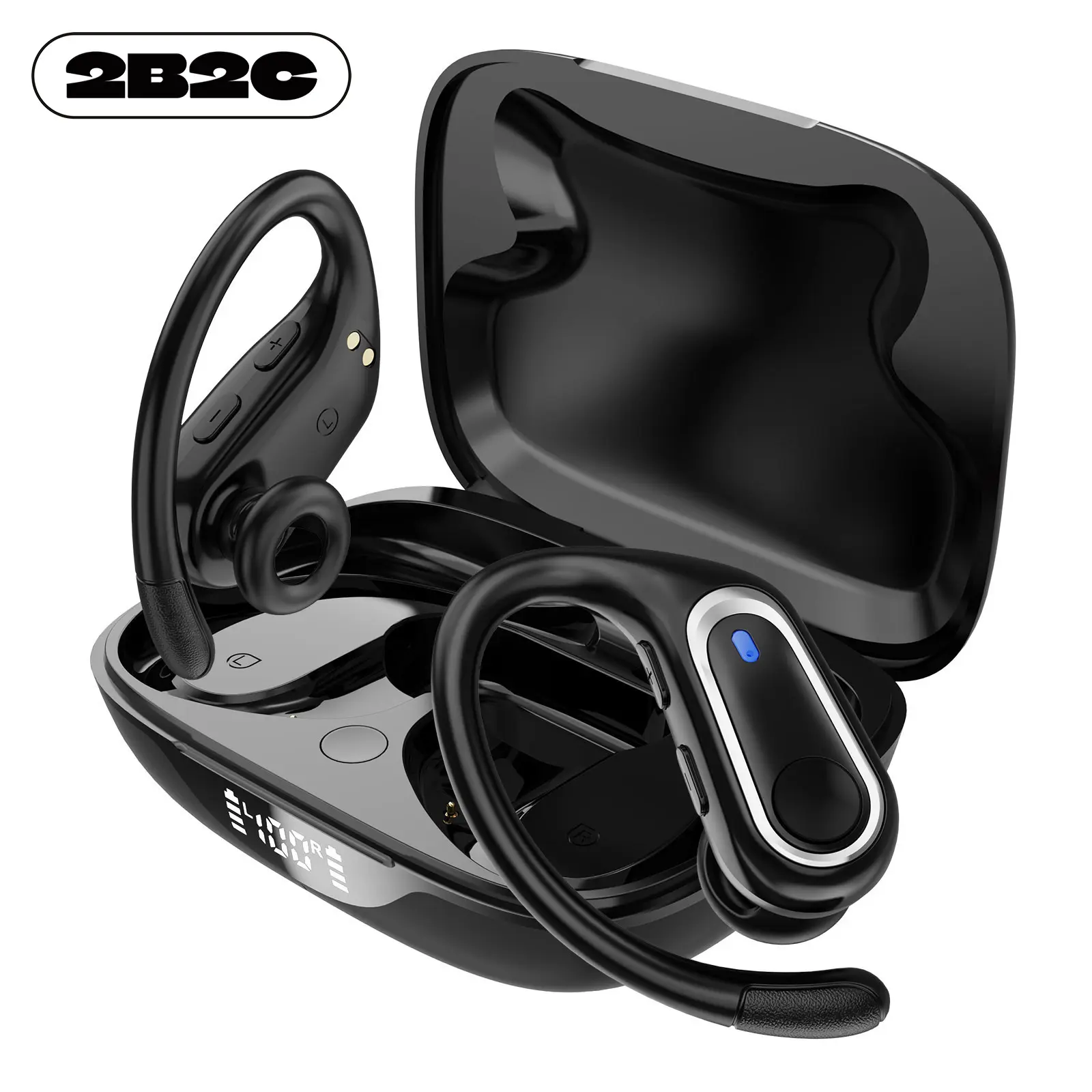 Springtok 2B2C LK16 Air Conduction Headphones with Centralized Sound Source Design, Bluetooth 5.3, 32 Hours Long Battery Life, 3 Sizes of Ear Caps, White Audio - Electronic, Earbud, Chargeable