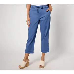 Joan Rivers Signature Twill Petite Straight-Leg Crop Pants
