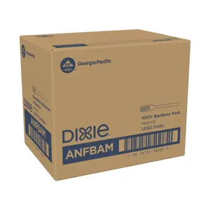 Dixie DXEANFBAM Disposable Bamboo Cutlery Forks - 100-Pack Utensils, Tableware - 10 per Case