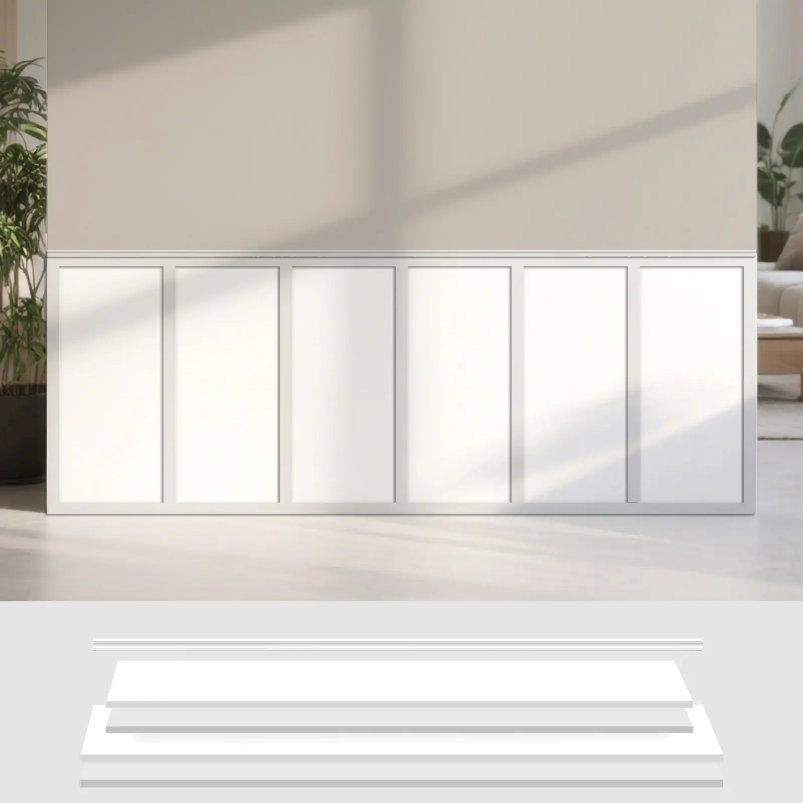 Art3d White Primed Peel and Stick DIY Wainscoting Kit - Premade Board-and-Batten Paintable Molding Trim, Accent Wall Panels for Kitchen, Bedroom, Peel And Stick Wainscoting, Diy Wainscoting Panels
