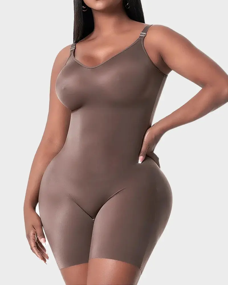 LUXSEREN Women's Nylon Seamless Strappy High Waist Plain Wireless Shapewear - Buckle-Free, Tapeless, Fitted, Body-Hugging, Hip-Lifting, Tummy-Slimming, Secure-Fit Minimalist Basic Underwear for Smooth Silhouette, All-Day Support