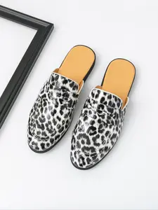 Men's Fashionable Leopard Print Slip on Mules, Casual Comfortable Loafers for Daily Wear, Lightweight Breathable Shoes for All Seasons, Boy, Footwear