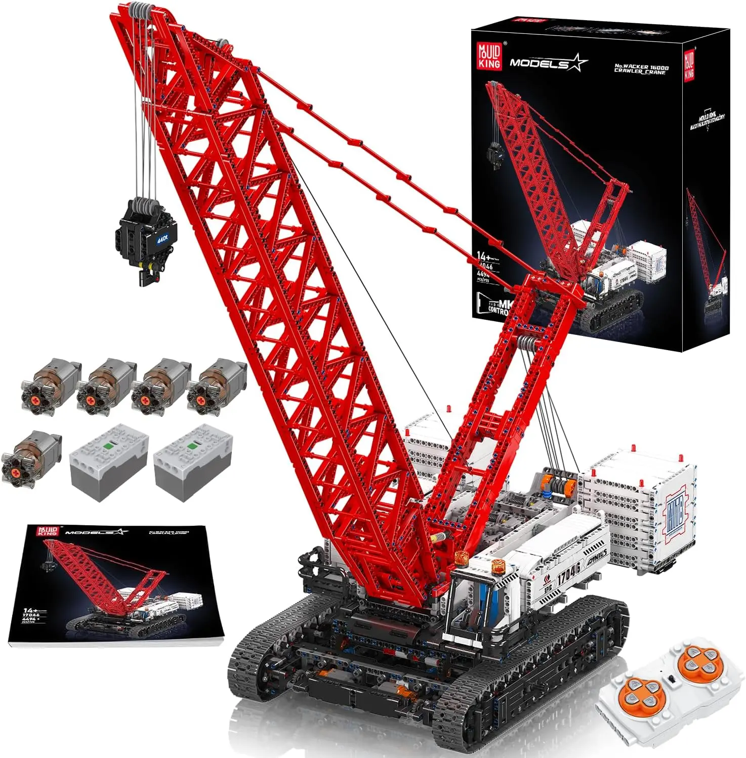 Mould King 17046 Heavy Crane Lifter Crawler Truck Engineering Vehicle Toy, 4494-Piece STEM Buildable Blocks Kit, Assembly Blocks Brick Set