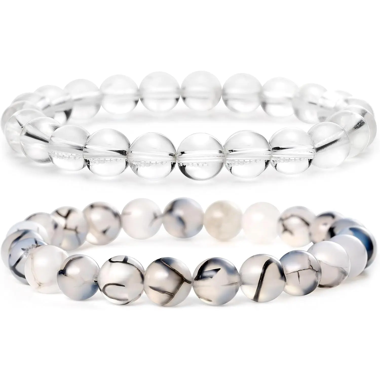 8mm Clear Quartz & Dragon Vein Agate (Master Heale