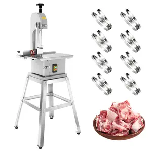 Meat Cutting Bandsaw Machine, 1000W Electric Bone Saw for Butchering with 19" x 14" Stainless Steel Workbench, 8 Saw Blades, 0.04-3.9" Cutting Thickness, Frozen Meat Cutter for Ribs