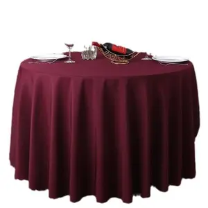 Polyester Hotel Banquet Wedding Round Tablecloth Solid Color Red White Dining Cover Plain Weave Collection