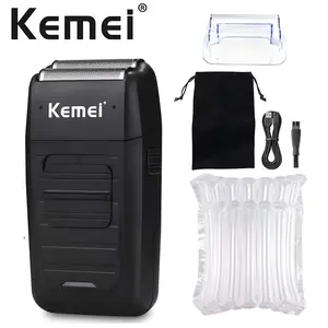 Kemei KM-1102 Electric Rechargeable Lithium Shaver with Whitening Tip | Reciprocating Dual-Head Blade + Close Shave | Professional Salon Whitening Tool | Smooth and Tight Shave | Essential for Men's Grooming/Barbers[One unit in bubble wrap package]