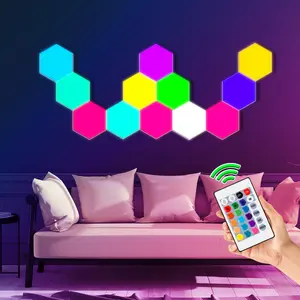 1PCS RGB LED Night Light with Remote USB 5V Touch Sensor Switch 3/18Colors Stepless Dimming 4Mode Flashing DIY Free Splicing Hexagon Honeycomb Modular