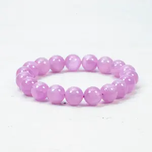 Natural Purple Kunzite Bracelet – 1 Count, 10mm/14mm/15mm – Smooth Crystal Beads, Relaxing Energy Handmade Fashion Accessory Gift
