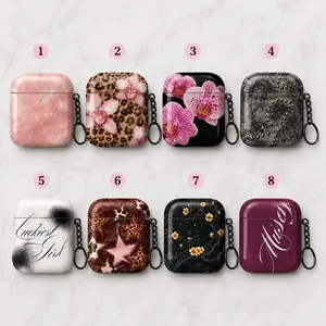Pink Marble & Floral AirPods Case Collection, Chic Protective Cover for AirPods 1 2 3 4 & AirPods Pro 1 2 3, Shockproof Cute Aesthetic Case with Metal Keychain for Women & Girls
