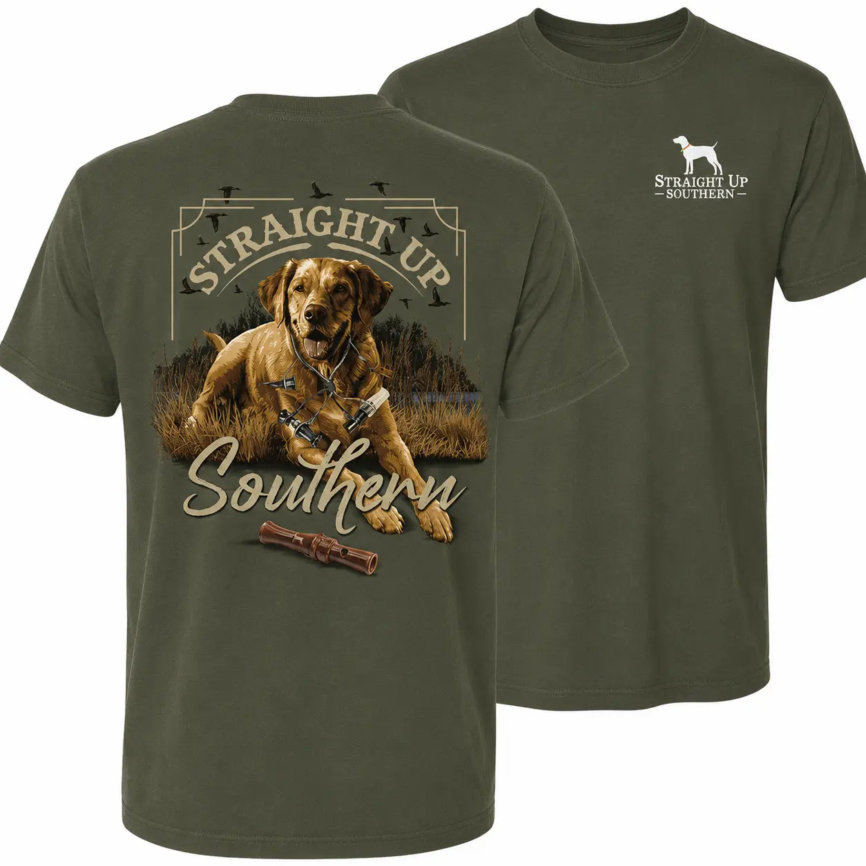 Men's Duck Hunting Graphic T-Shirt - Soft Casual Short Sleeve Fashion Apparel, Labrador Retriever Print, Outdoor Sportsmen Clothes, All Seasons Holiday Wear, Hand Wash Only