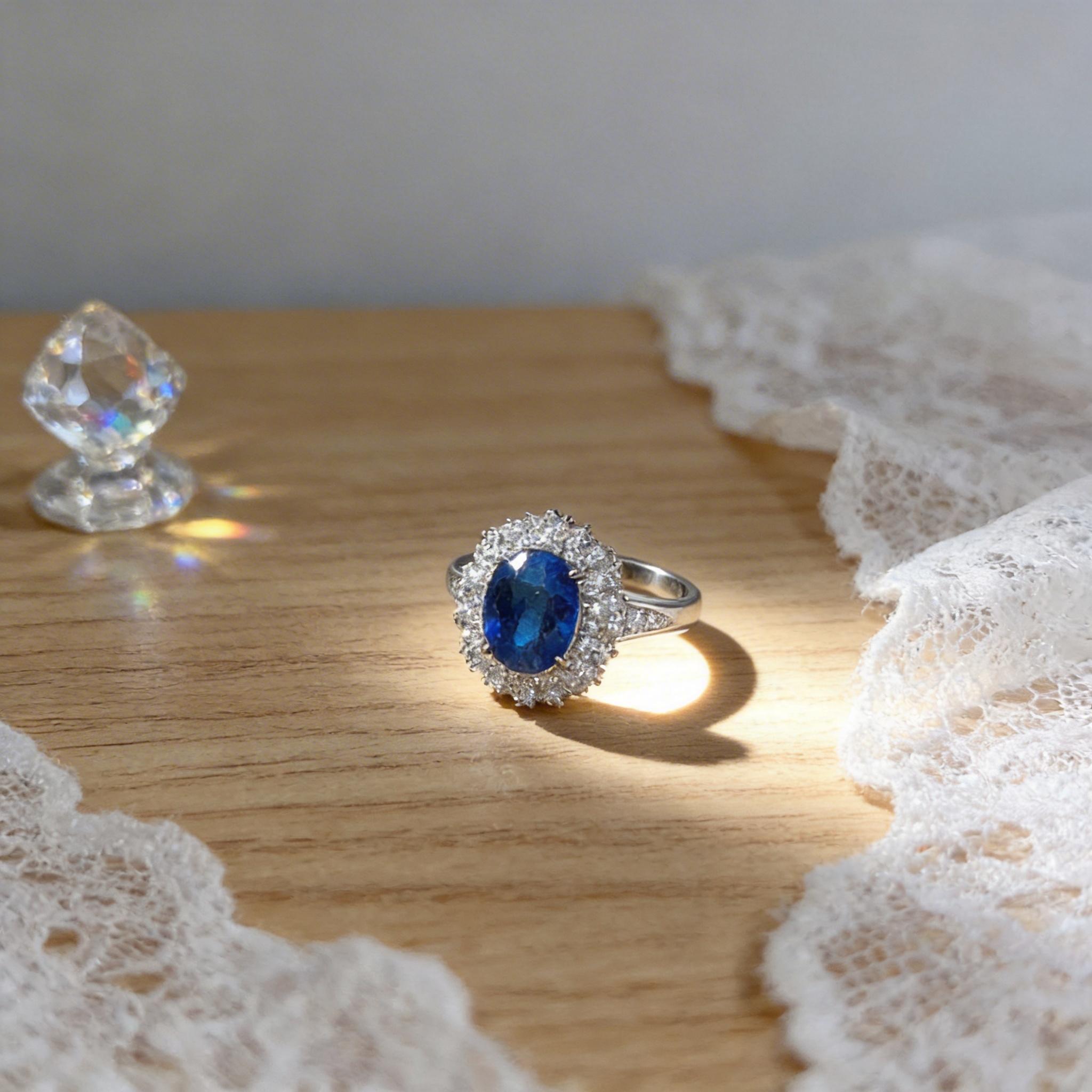 Hypoallergenic Blue Sapphire Jewelry Set for Women, Necklace Earrings Ring 3Pcs, Perfect Gift for Birthday Anniversary Valentine's Day Christmas, Ideal for Wedding, Prom, Party, Daily Wear & Formal Occasions, Skin-Friendly Luxury Accessory