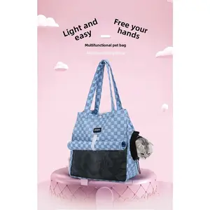 Portable pet bag/Handheld shoulder bag for going out, breathable cat backpack with an open head area