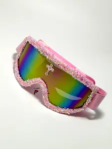 Unisex Fashion Ski Goggles with Crossbow Decoration, PC Anti-Explosion Lenses, Casual Streetwear Sunglasses, UV Protection, Includes Strap and Cloth