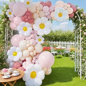114pcs White Daisy Balloon Arch Kit for Christmas Wedding Decor, Winter Birthday Party, Elegant Halloween Celebration, Baby Shower Backdrop, Anniversary Decorations, Spring Festival Party Supplies