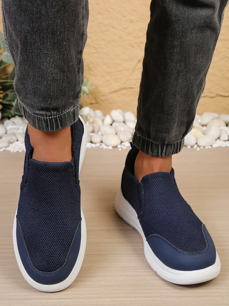 Rothy\'s Men\'s Slip-On Knit Sneakers - Navy Blue with White Sole The Oxford in Night Navy | Men main image 2