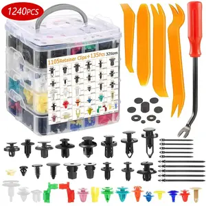 1240Pcs Car Push Retainer Clips & Auto Fasteners Assortment -30 Most Popular Sizes Nylon Bumper Fender Rivets with 10 Cable Ties and Fasteners Remover for Toyota GM Ford Honda Chevy Automotive Accessories Vehicle Detailing