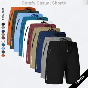 Men's outdoor sportswear, highly rated, casual shorts, simple letter print for summer, available in multiple colors, polyester fabric, elastic waistband, drawstring design, casual style, breathable and quick drying, solid color, perfect for gifting.
