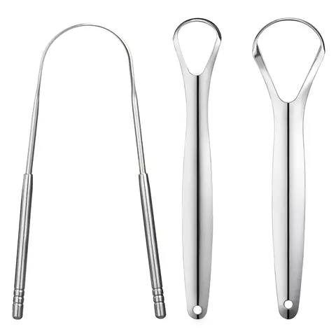 3 PCS Metal Tongue Scraper, Tongue Scrapers for Adults, Stainless Steel Tongue Scrappers,   Tongue Scraper, Portable Tongue Scrappers Oral.
