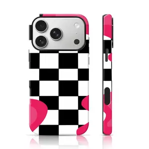Checkerboard Pink Design Cute Phone Case TPU for iPhone 17 Pro Max/16 Pro Max /15Pro Max 15/14/13/12 & Samsung S26 /S25Ultra Great Gift