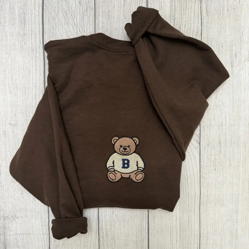 Bear Customizable Initial Embroidered Sweatshirts Pullover