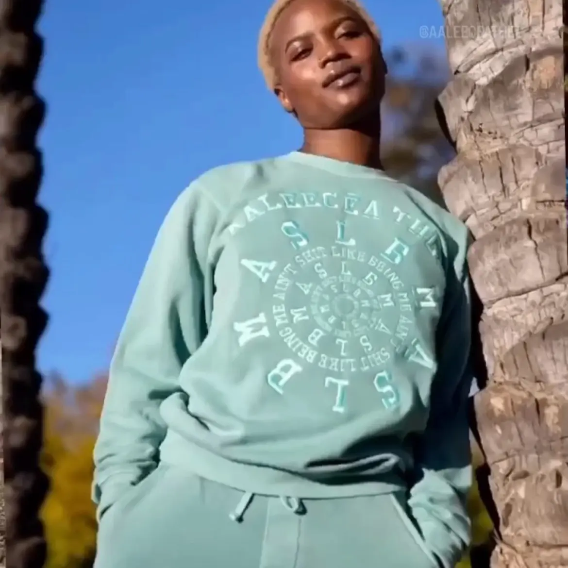 AALEECEA THEE Unisex Pigment Dyed Sweat Suit Set with 100k+ Monochrome Stitch Count.