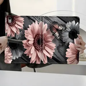 Vintage Butterfly & Flower iPad Case  Black - White Pink Aesthetic, Protective Cover Tablet Cover iPad Book-Style Case for iPad Pro 2022 2021 2020 2019, Full Protection and Pen Slot for Office and School Use, Perfect Gift for Family and Friends