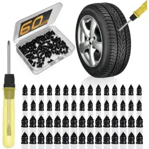 60 PCS Tire Repair Rubber Nail, Vacuum Tire Repair Kits Spiral Rubber Screws, Fast Self-Service Tool for Car, Truck, Motorcycle, Tractor Tire Puncture Repair