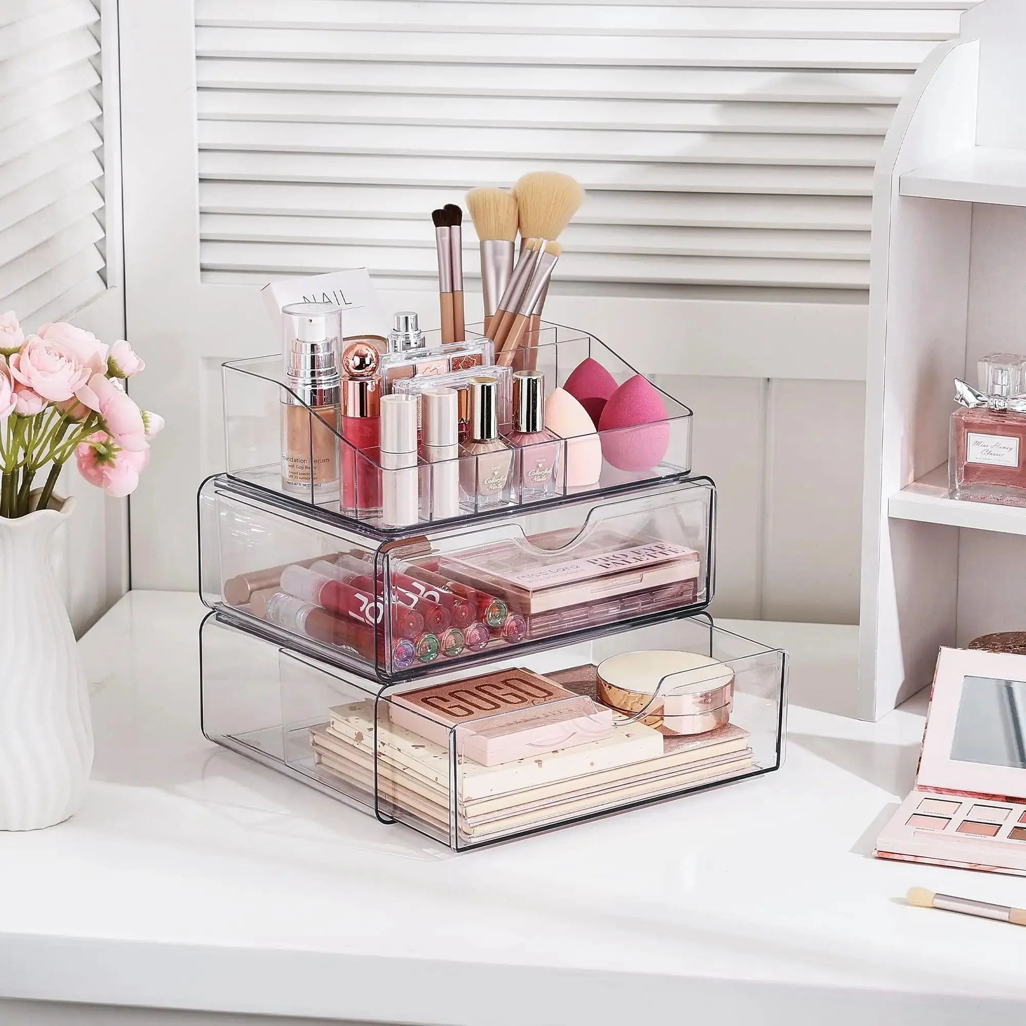 3 layers cosmetics multi-layer drawer