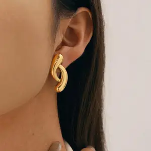 Creative Simple Irregular Geometric Stainless Steel Women's Earrings Gold Color Business Party Fashion Jewelry Showcasing Elegance Charm
