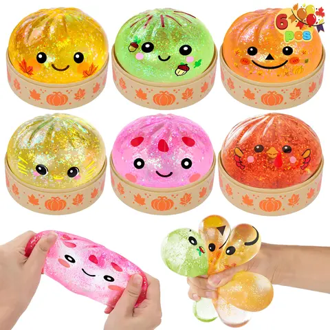 JOYIN Thanksgiving Dumpling Stress Relief Toys Set, Cute Malt Sugar Thanksgiving-Themed Squeeze Dumpling Stress Balls, Slow Rising Squishy Fidget Sensory Toy, Soft Squeeze Decompression Dough Gift for Adults and Girls Boys, Birthday Gifts