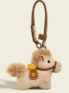 MoneySoon-Instant Wealth Adorable Plush Treasure Horse Keychain Ornament Lucky Mascot Keyring