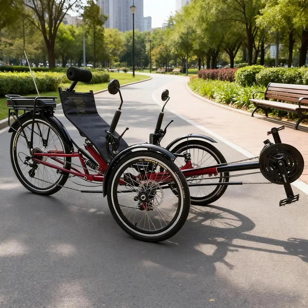 20 Inch Three Wheels Adult Leisure Recumbent Adult Tricycle Bicycle Aluminum Frame