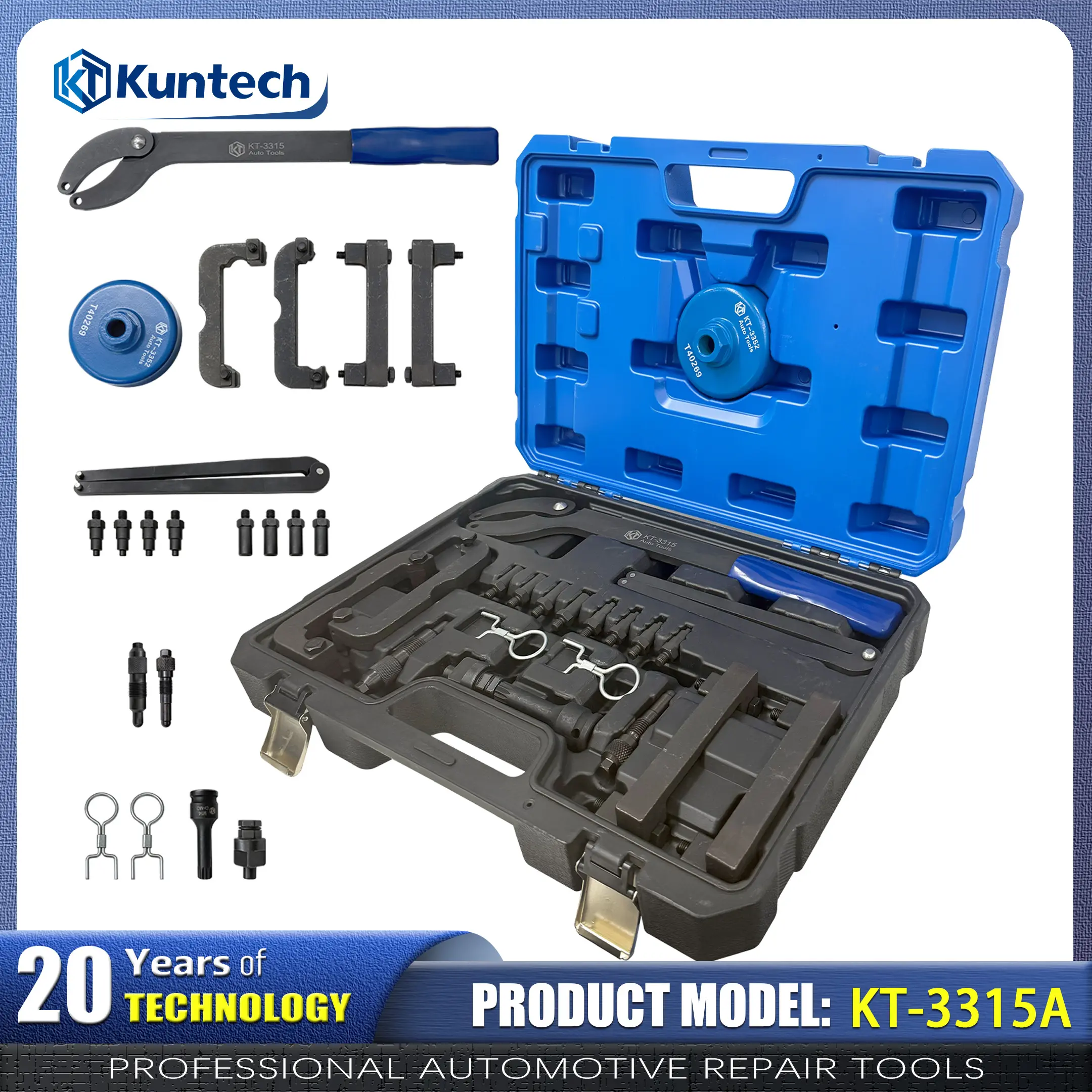 Kuntech KT-3315A Timing Tool Kit | Camshaft Alignment Set for Audi 2.4L 2.8L 3.0T V6 Chain Engines, Fits Q7 Cayenne Touareg