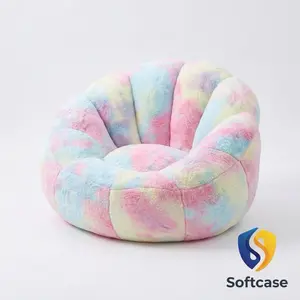Tie-Die Rainbow Softcase Bean Bag Chair Foot Stool Pouf for Indoor Use, Premium cotton, furniture for bedrooms