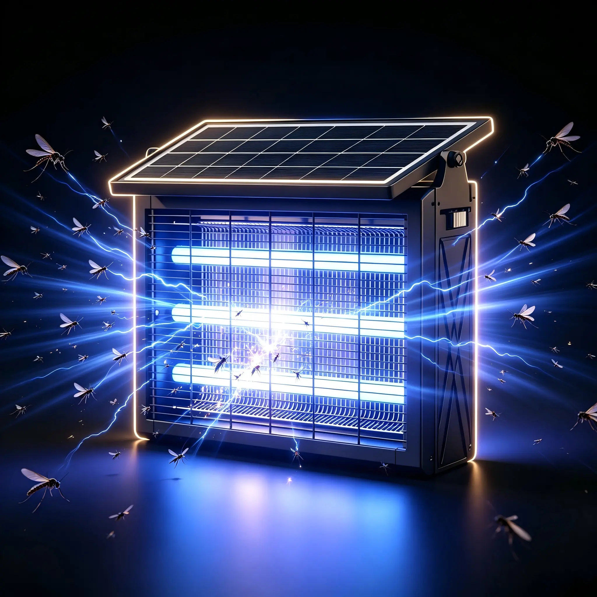 2026 Upgraded Solar-Powered Bug Zapper, 3 UV LED Tubes Mosquito Zapper with Physical Insect Control, Hanging Electric Fly Trap for Camping, Home